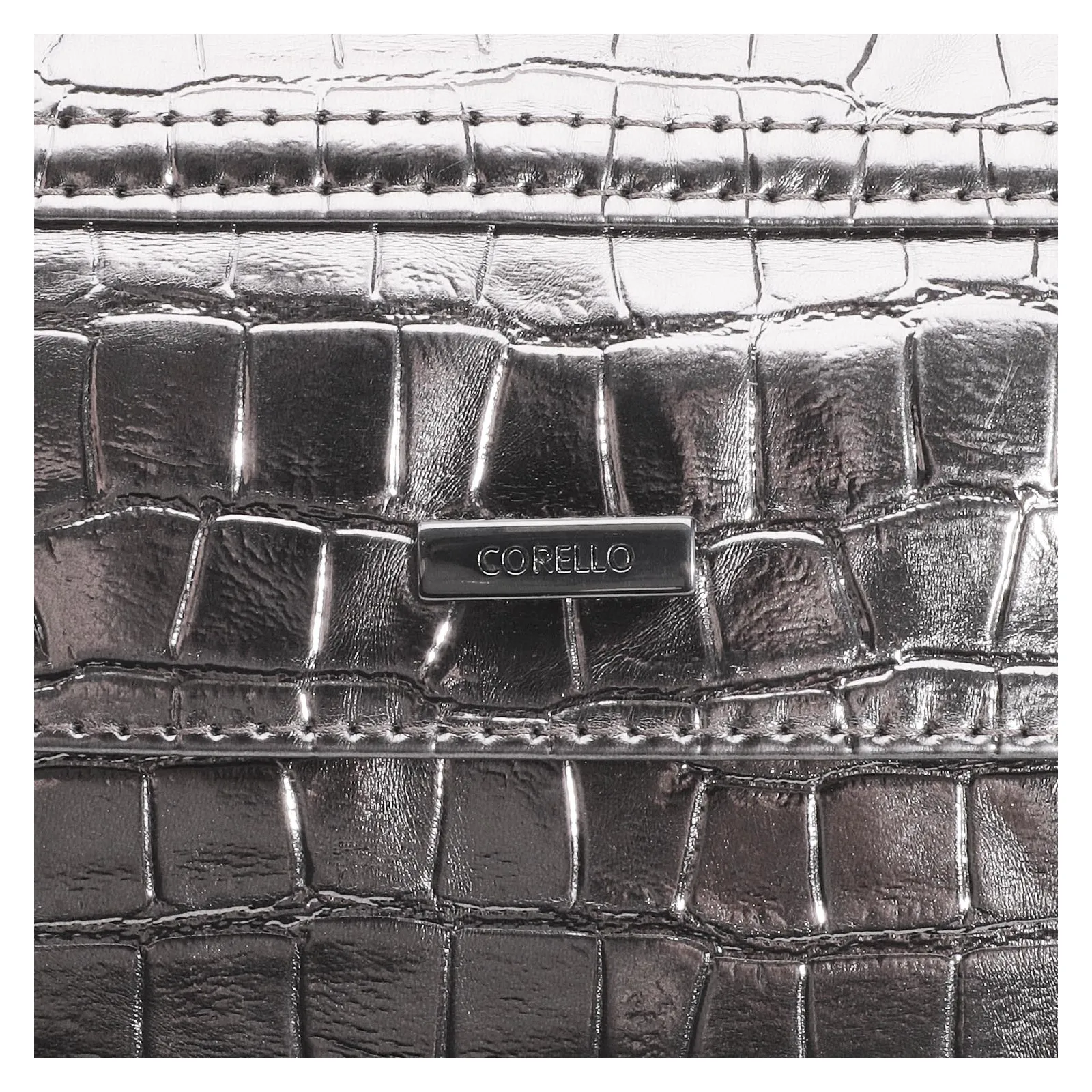 Bolsa Transversal Matelassê Croco Prata