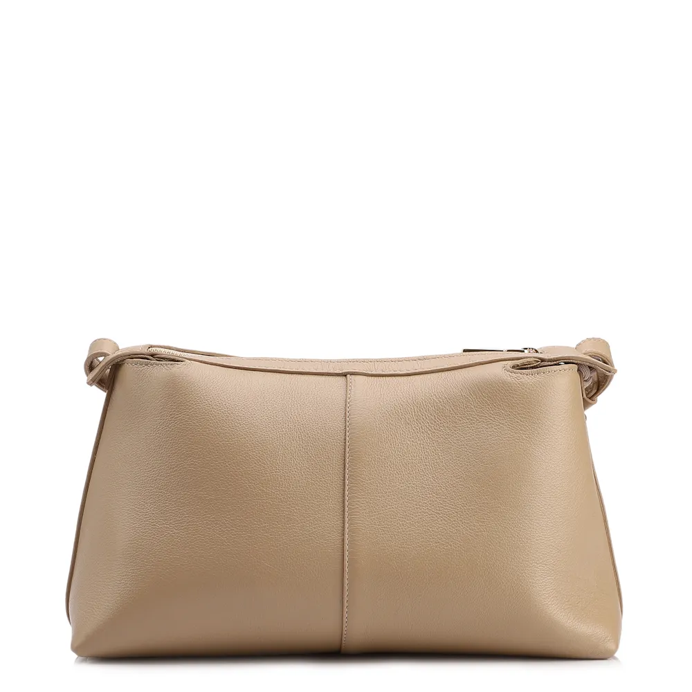Bolsa Transversal Média Couro Nobuck Floater Bege Miçangas - imagem 3