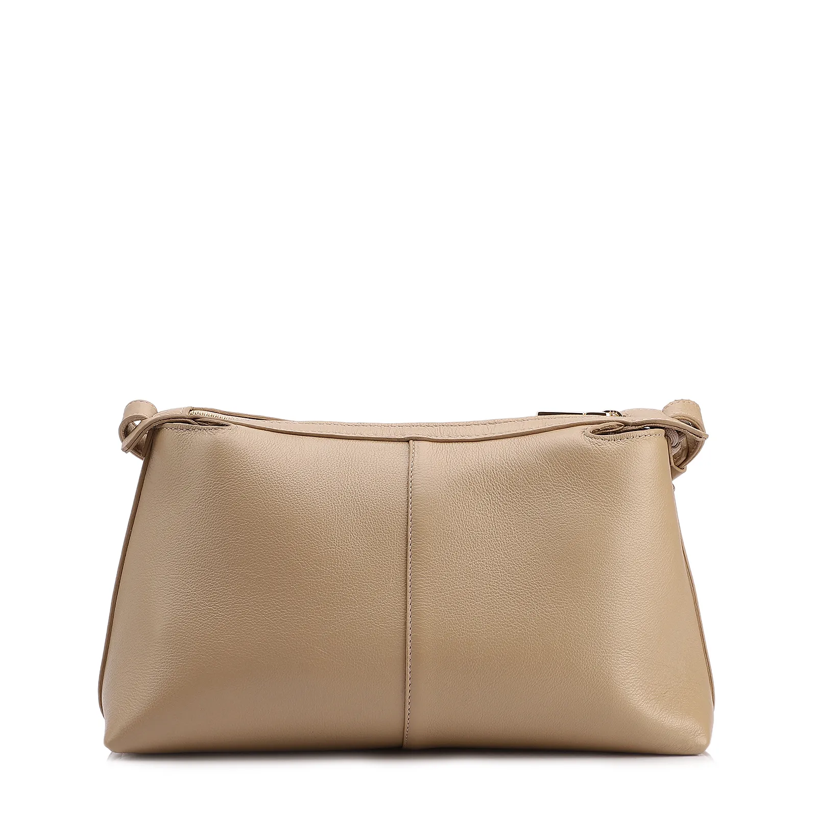 Bolsa Transversal Média Couro Nobuck Floater Bege Miçangas