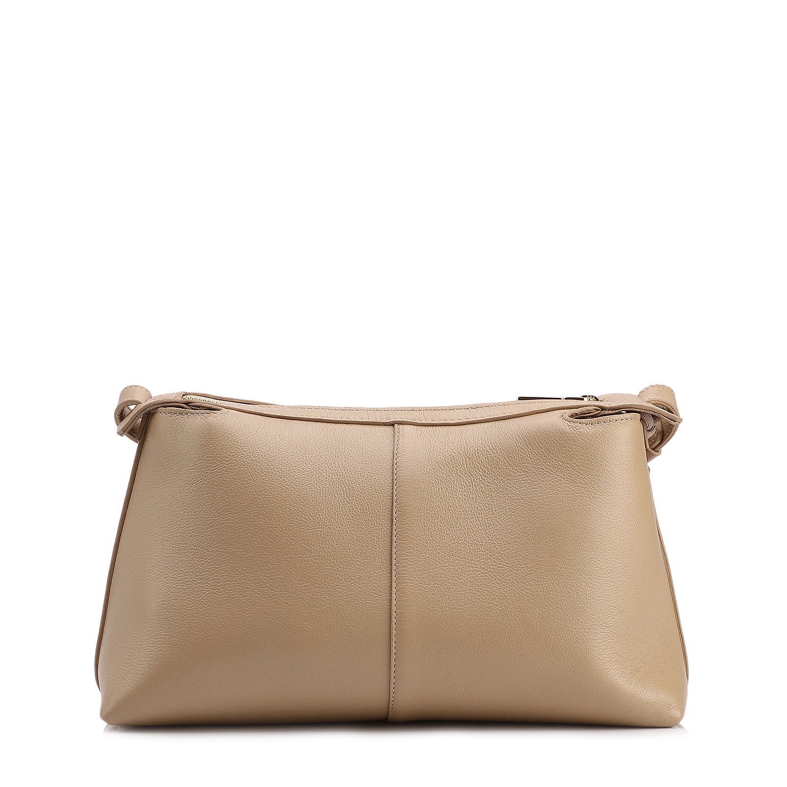 Bolsa Transversal Média Couro Nobuck Floater Bege Miçangas