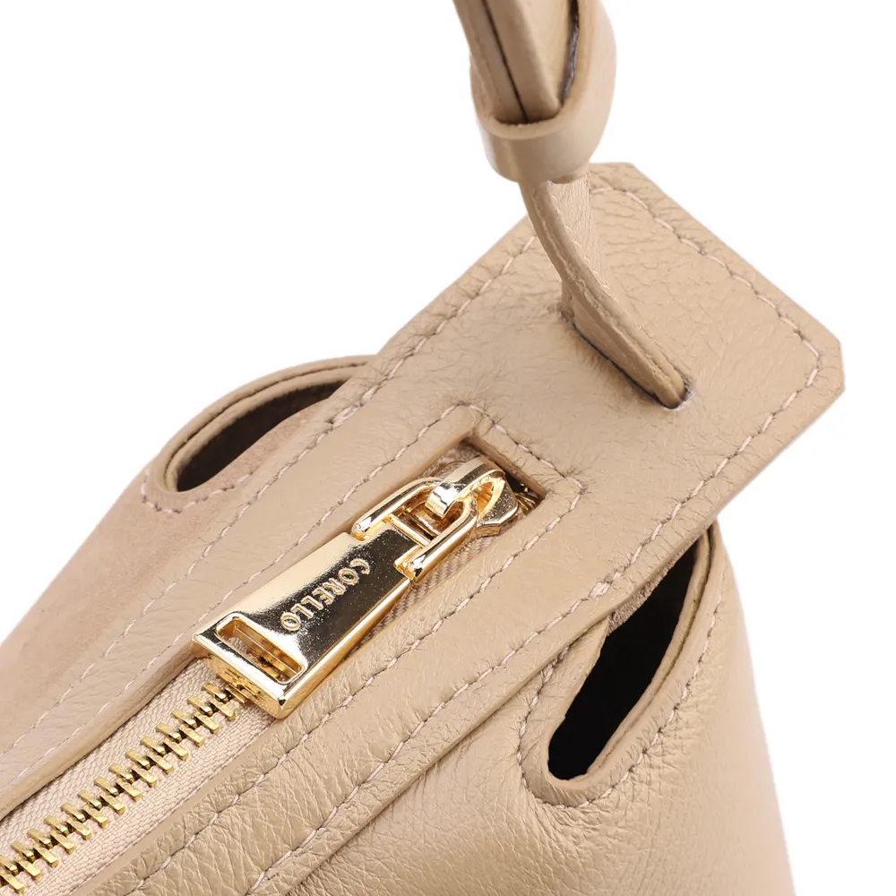 Bolsa Transversal Média Couro Nobuck Floater Bege Miçangas - imagem 5