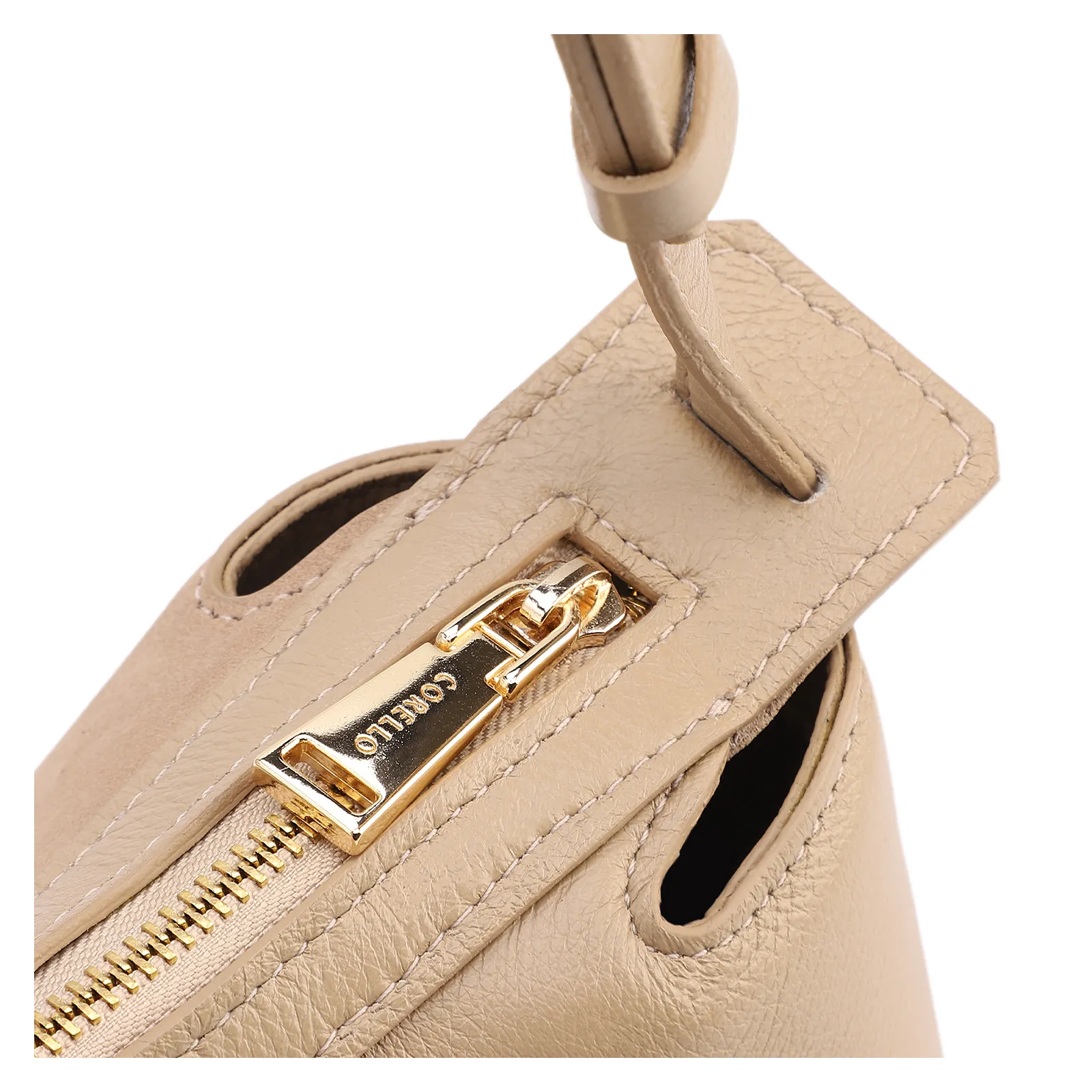 Bolsa Transversal Média Couro Nobuck Floater Bege Miçangas