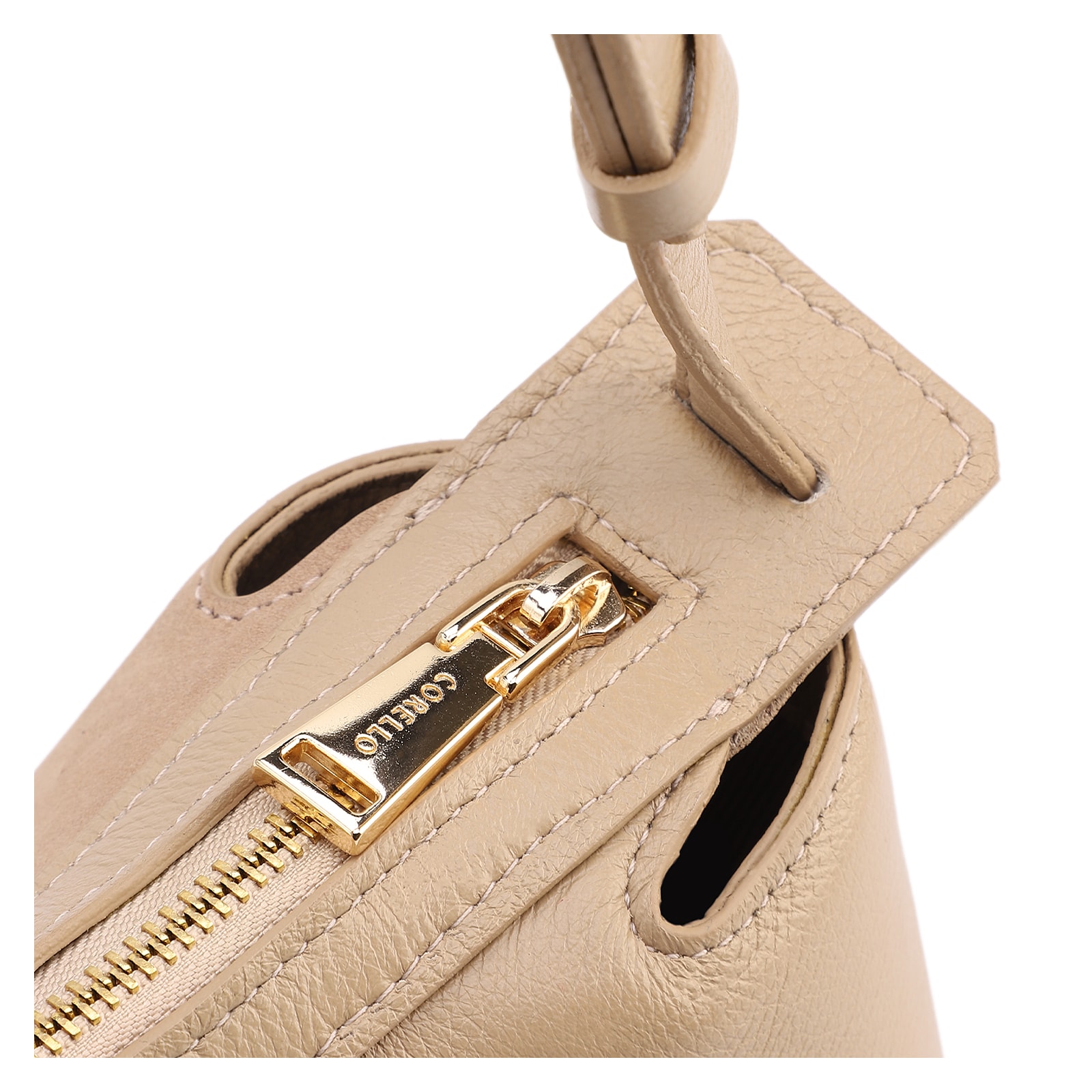 Bolsa Transversal Média Couro Nobuck Floater Bege Miçangas