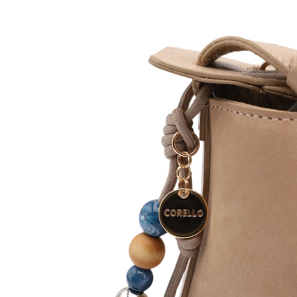 Bolsa Transversal Média Couro Nobuck Floater Bege Miçangas - imagem 6
