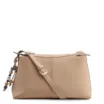 Bolsa Transversal Média Couro Nobuck Floater Bege Miçangas - imagem 1