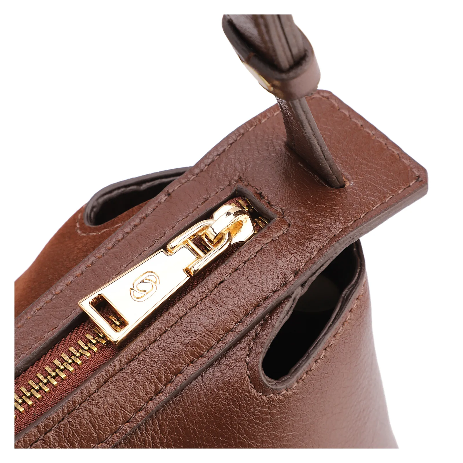 Bolsa Transversal Média Couro Nobuck Floater Marrom Miçangas