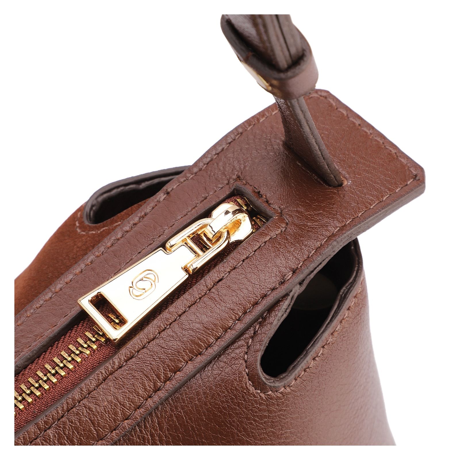 Bolsa Transversal Média Couro Nobuck Floater Marrom Miçangas