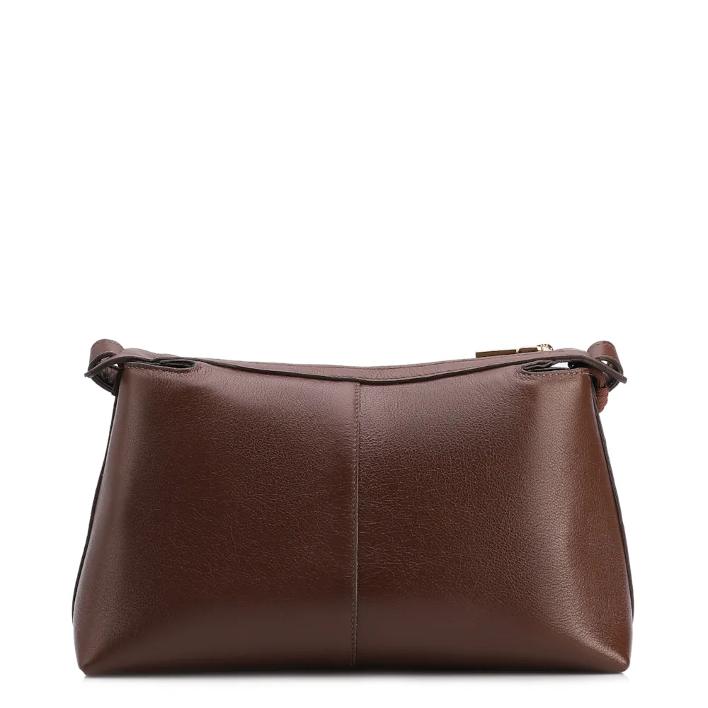 Bolsa Transversal Média Couro Nobuck Floater Marrom Miçangas - imagem 3