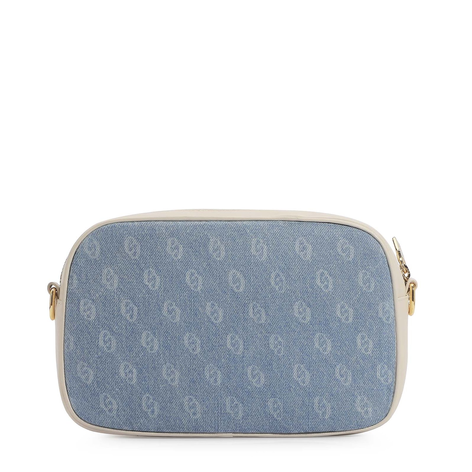 Bolsa Transversal Monograma Jeans/Couro Off White