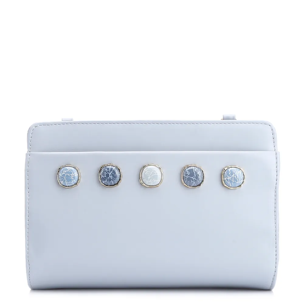 Bolsa Transversal Pedras Couro Azul