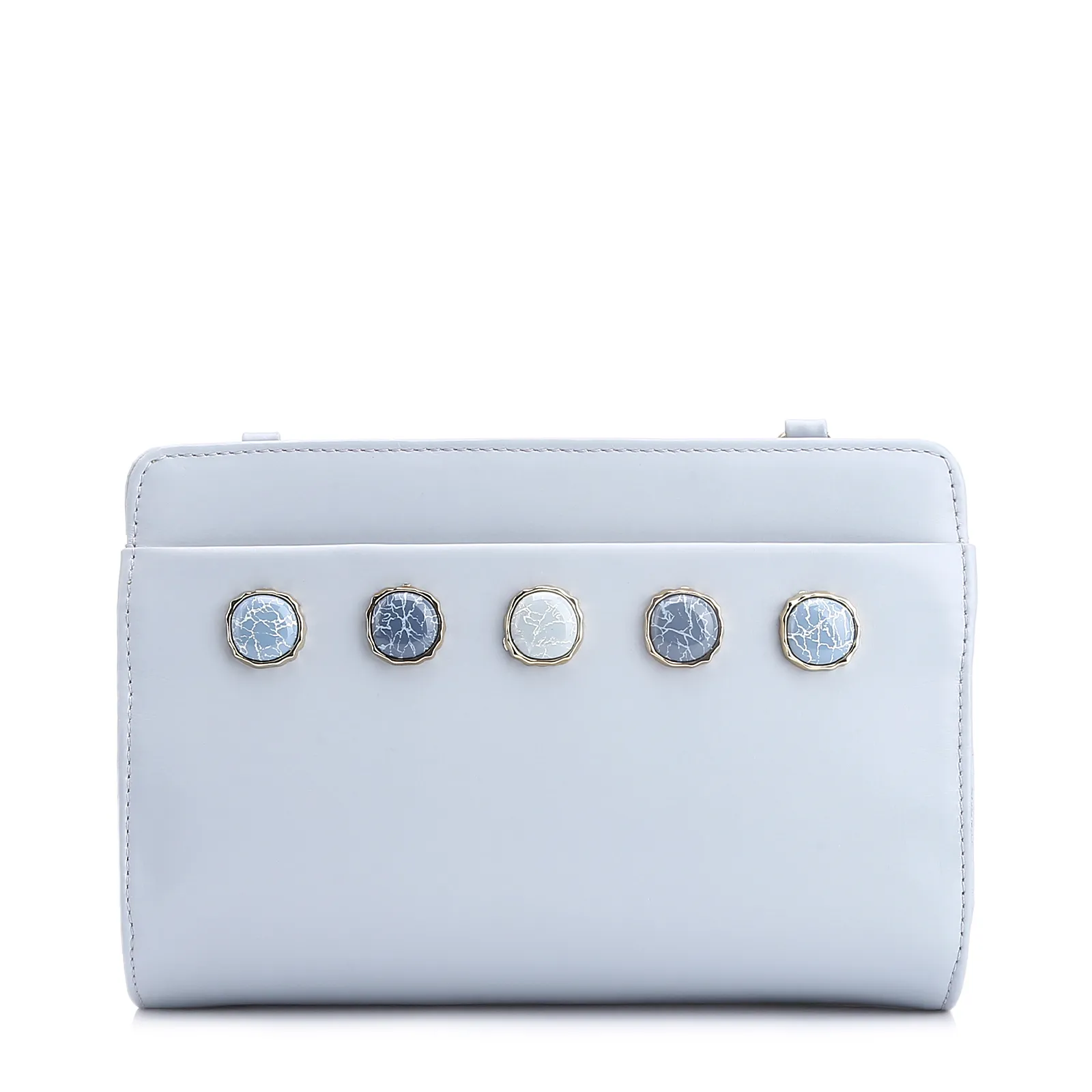 Bolsa Transversal Pedras Couro Azul