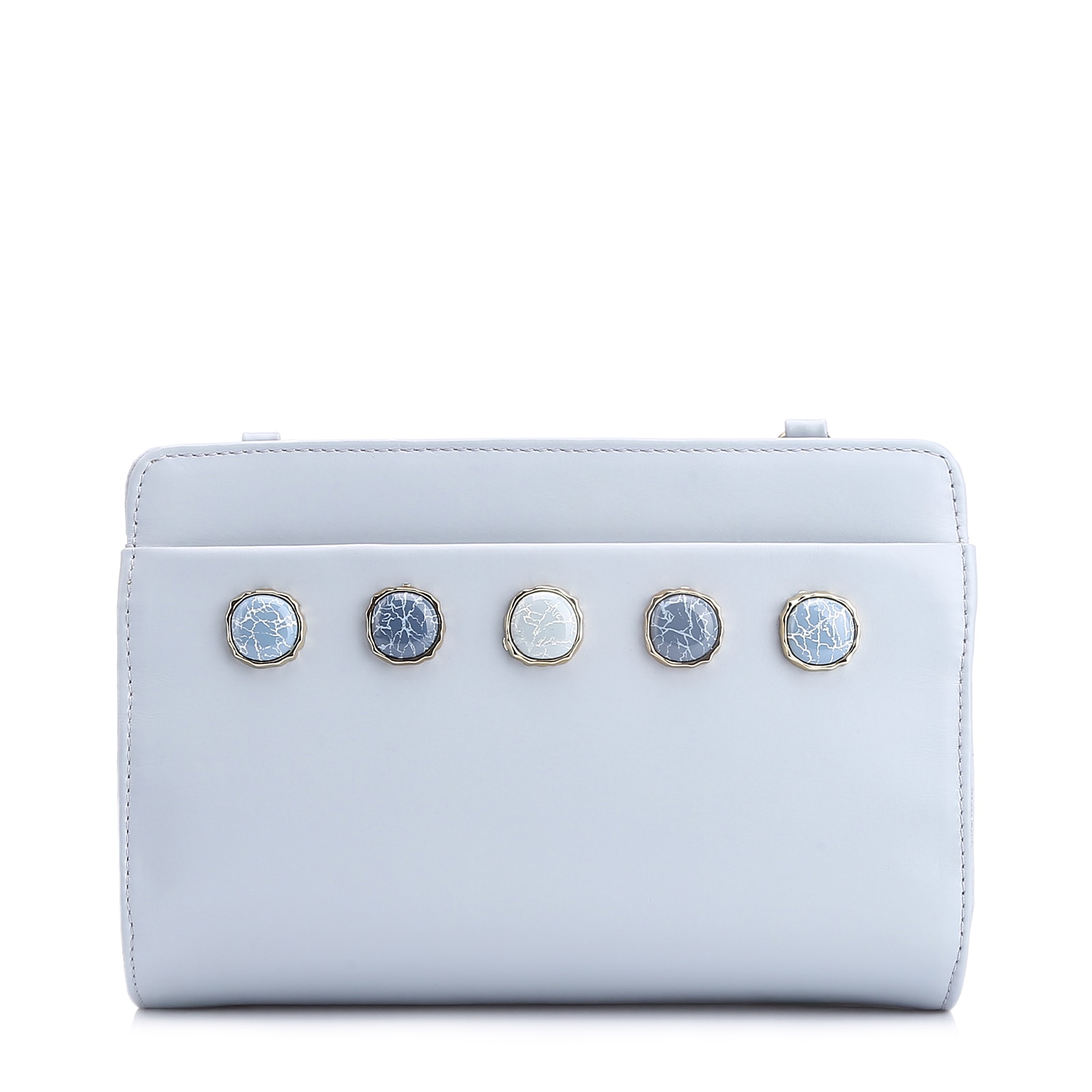 Bolsa Transversal Pedras Couro Azul