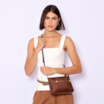 Bolsa Transversal Pedras Couro Marrom - imagem 2