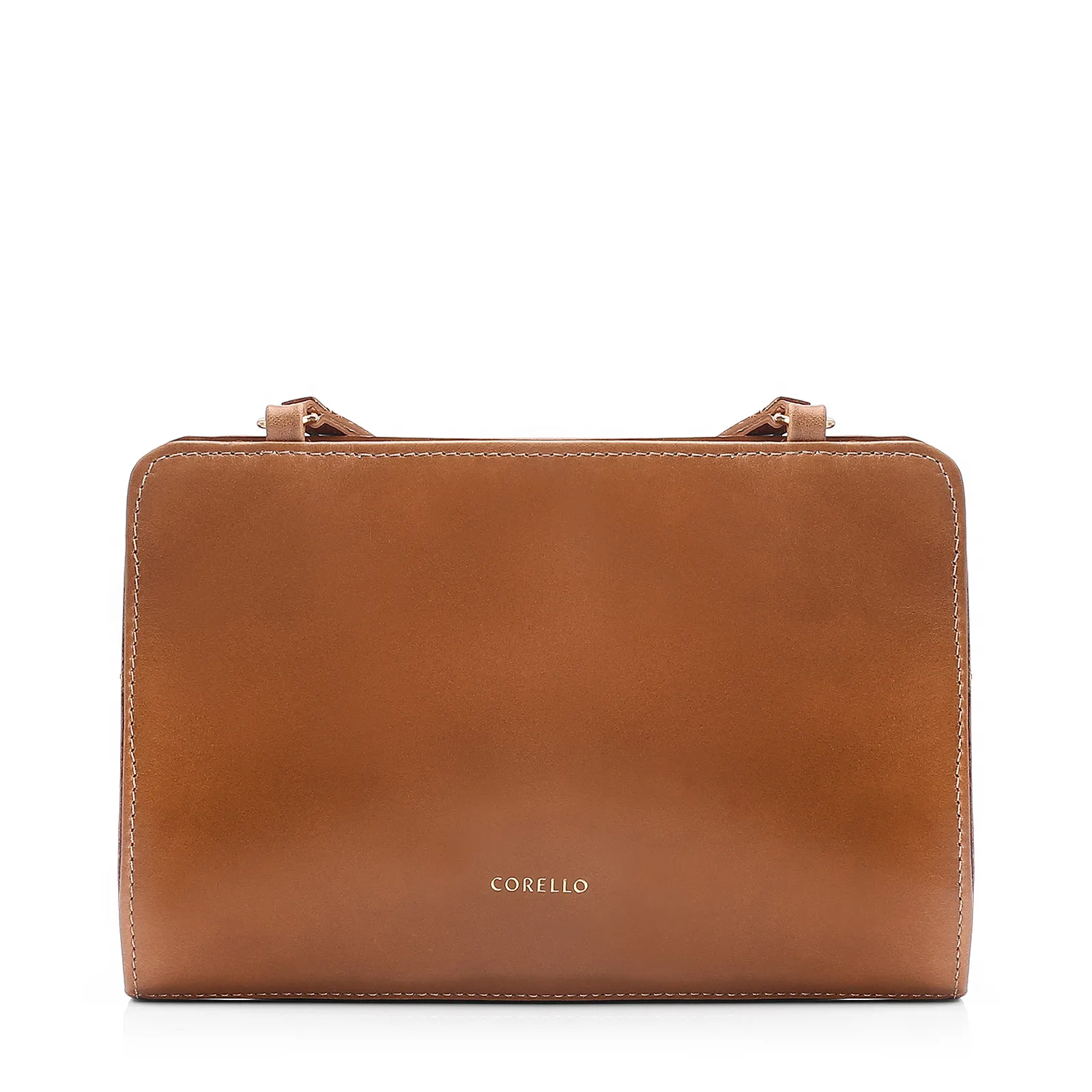Bolsa Transversal Pedras Couro Marrom