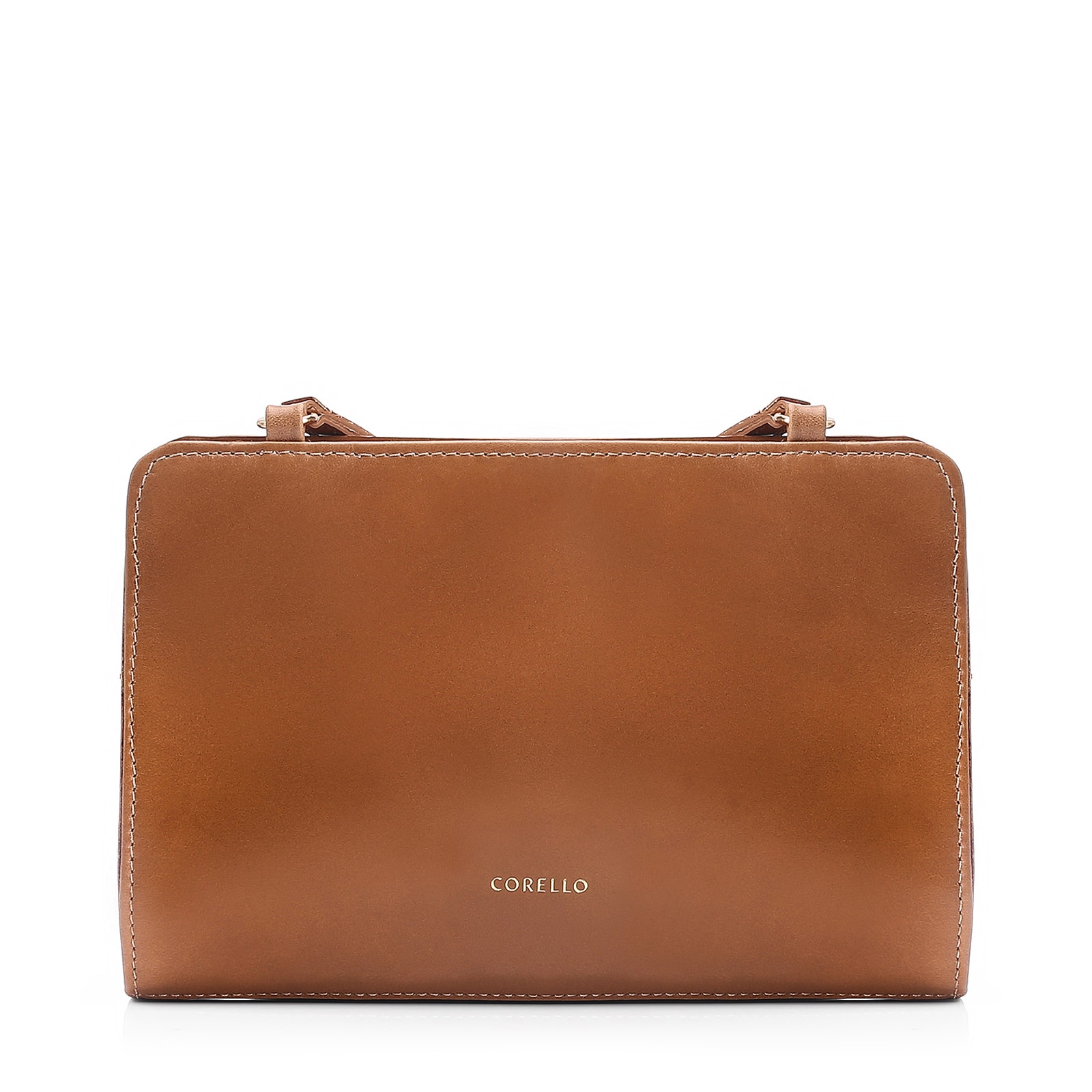 Bolsa Transversal Pedras Couro Marrom