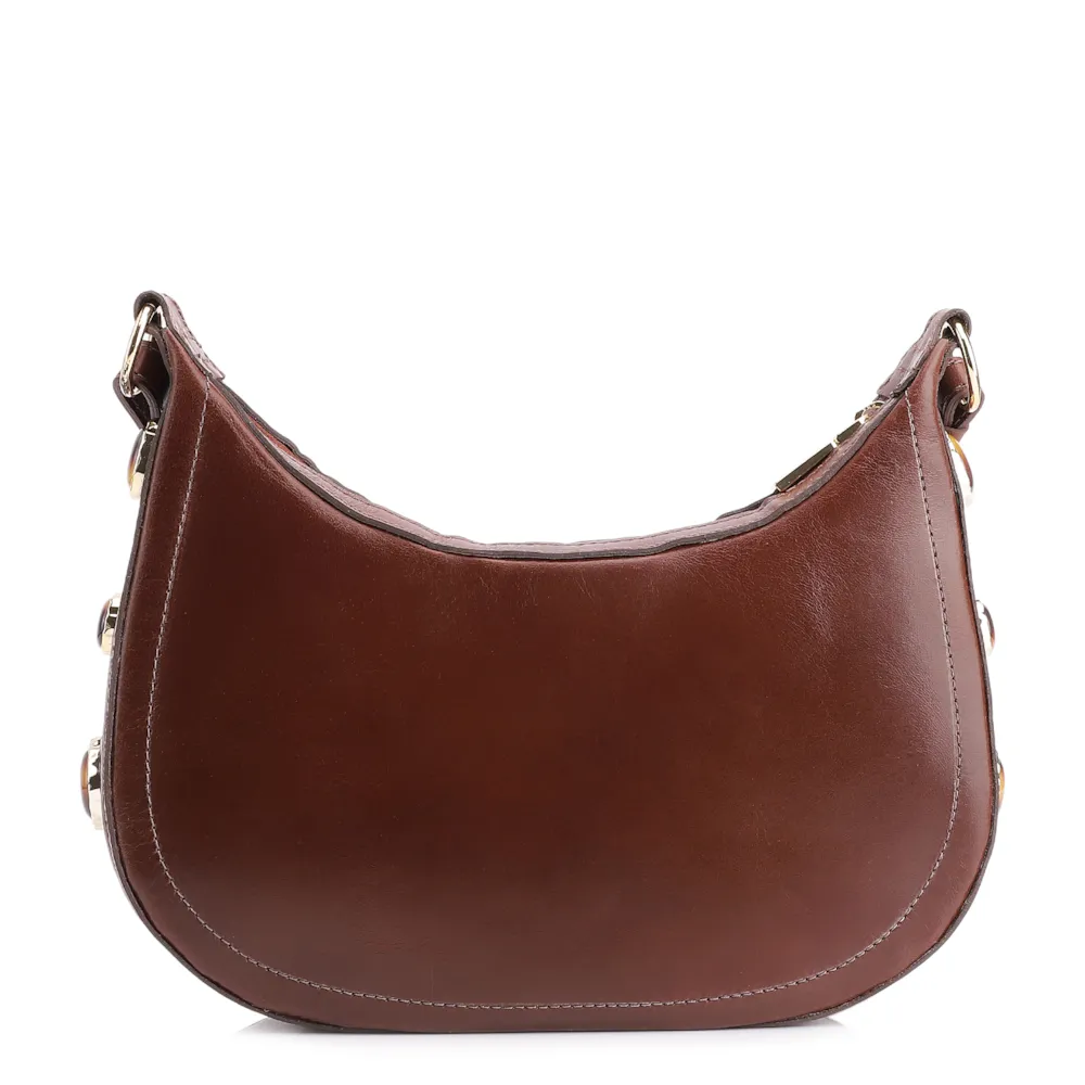 Bolsa Transversal Pedras Couro Marrom - imagem 3