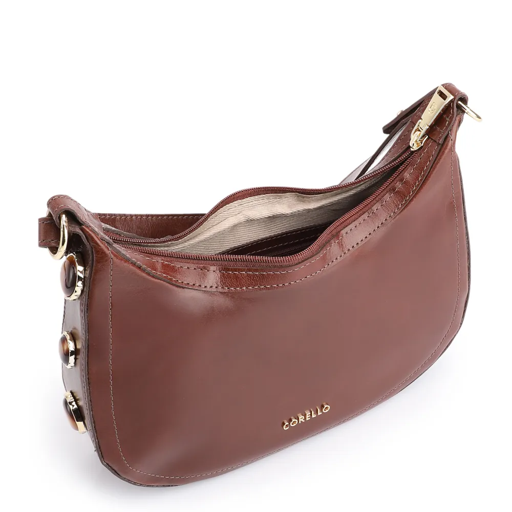 Bolsa Transversal Pedras Couro Marrom - imagem 4