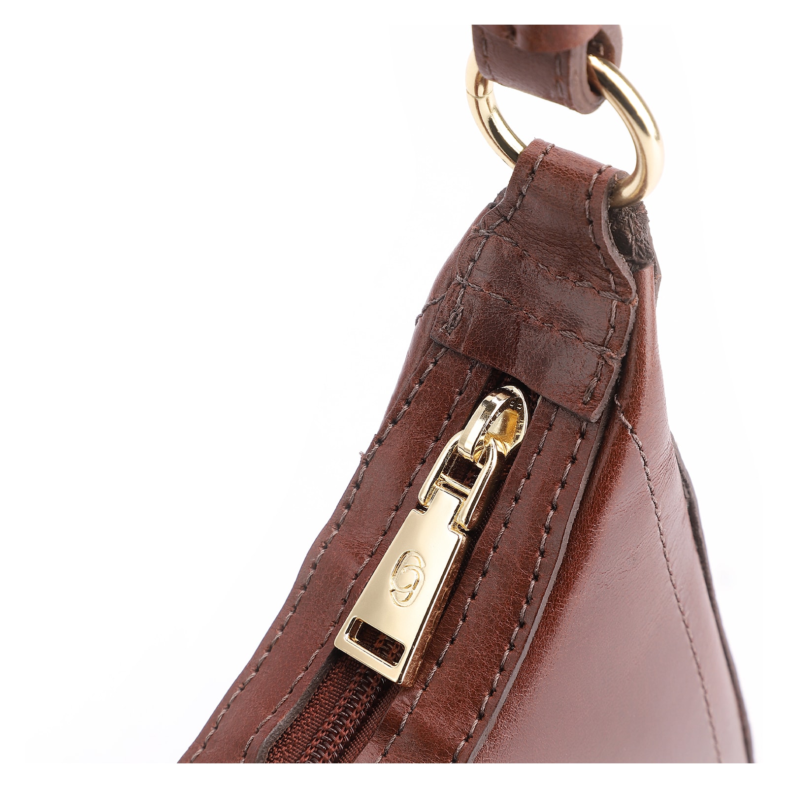 Bolsa Transversal Pedras Couro Marrom