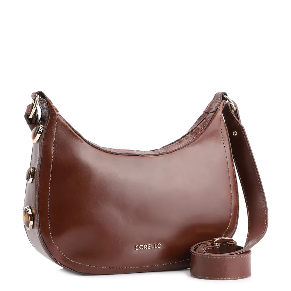 Bolsa Transversal Pedras Couro Marrom - imagem 2