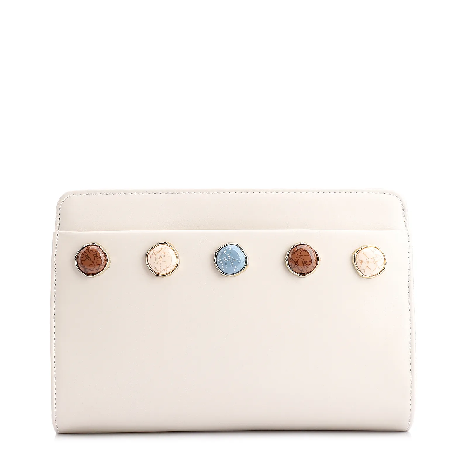 Bolsa Transversal Pedras Couro Off White
