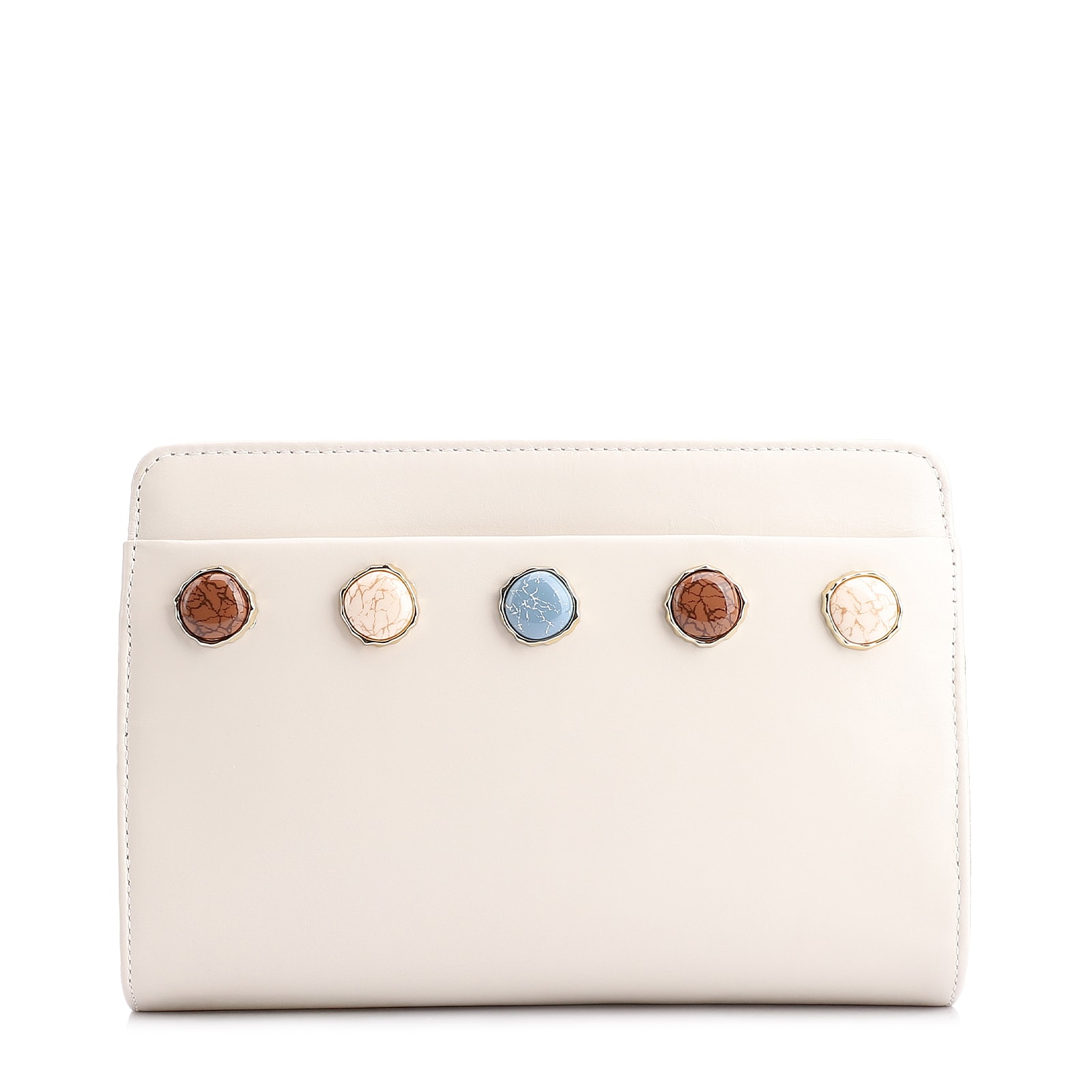 Bolsa Transversal Pedras Couro Off White
