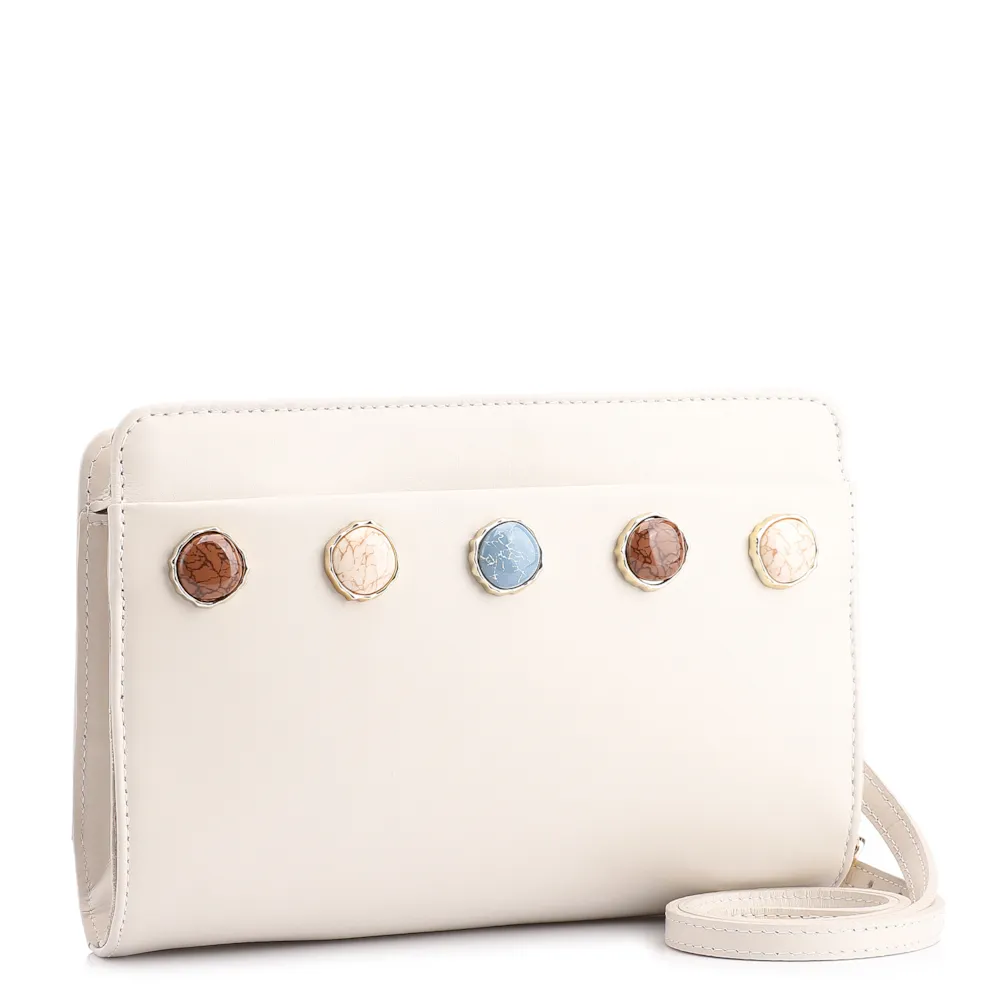 Bolsa Transversal Pedras Couro Off White - imagem 3