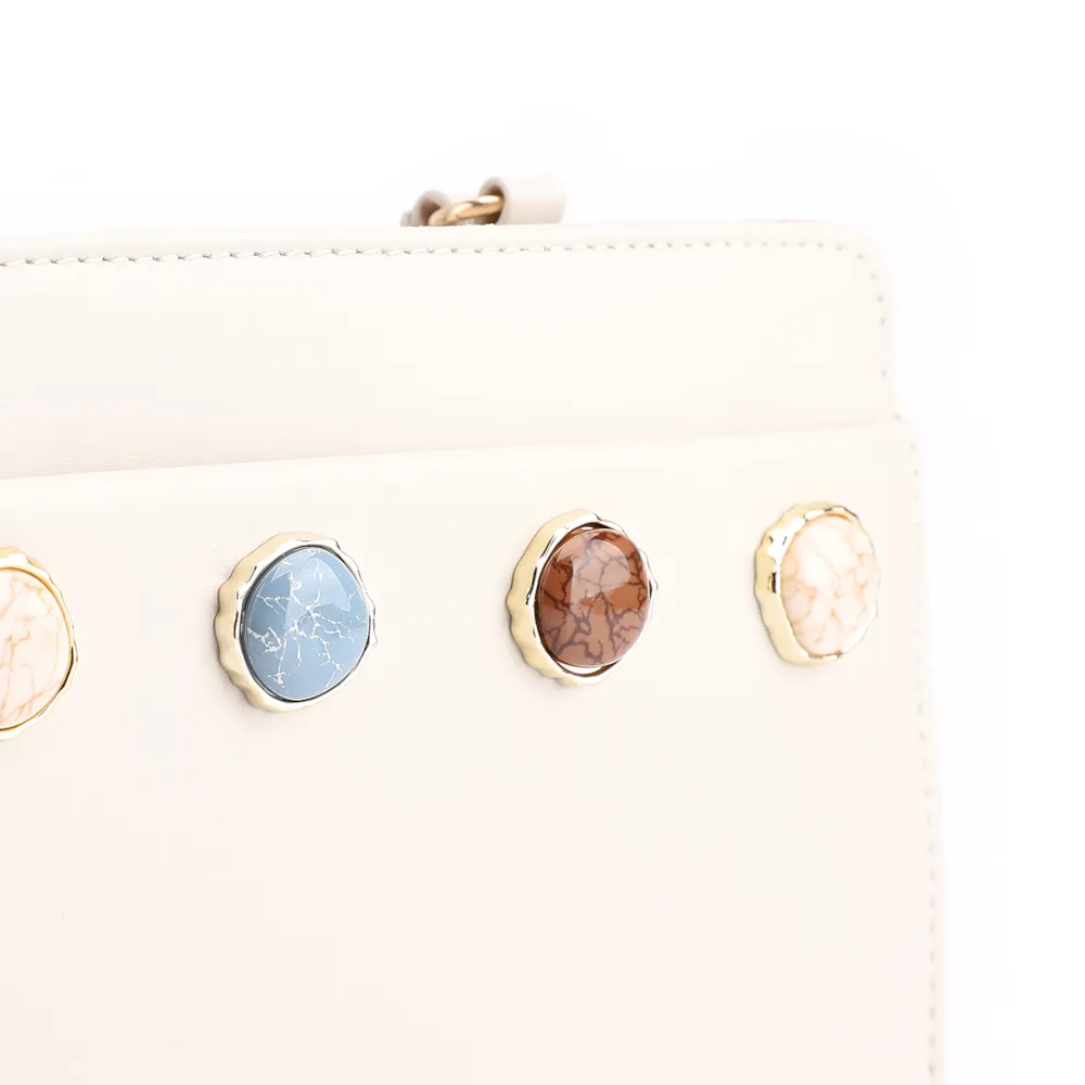 Bolsa Transversal Pedras Couro Off White - imagem 5