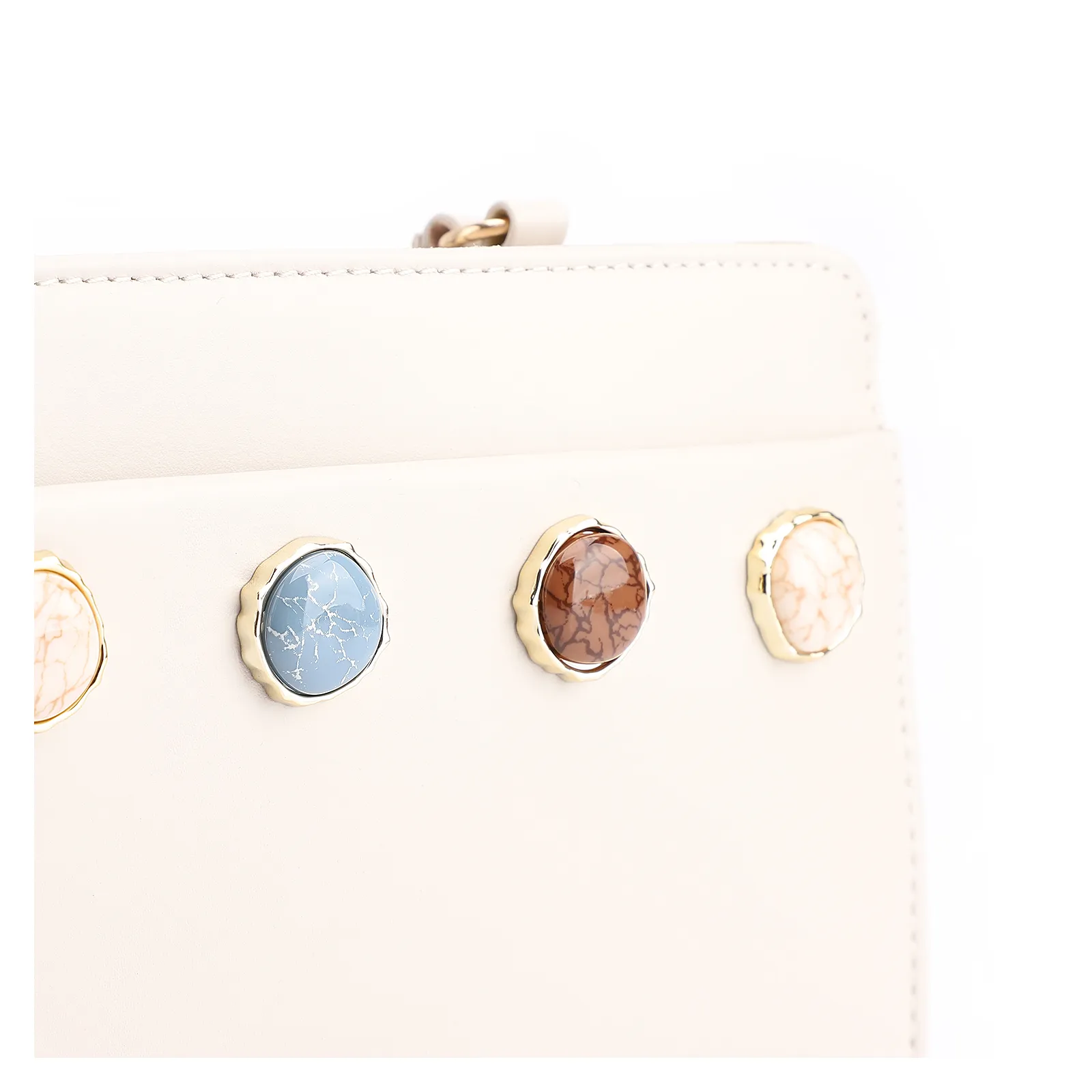 Bolsa Transversal Pedras Couro Off White