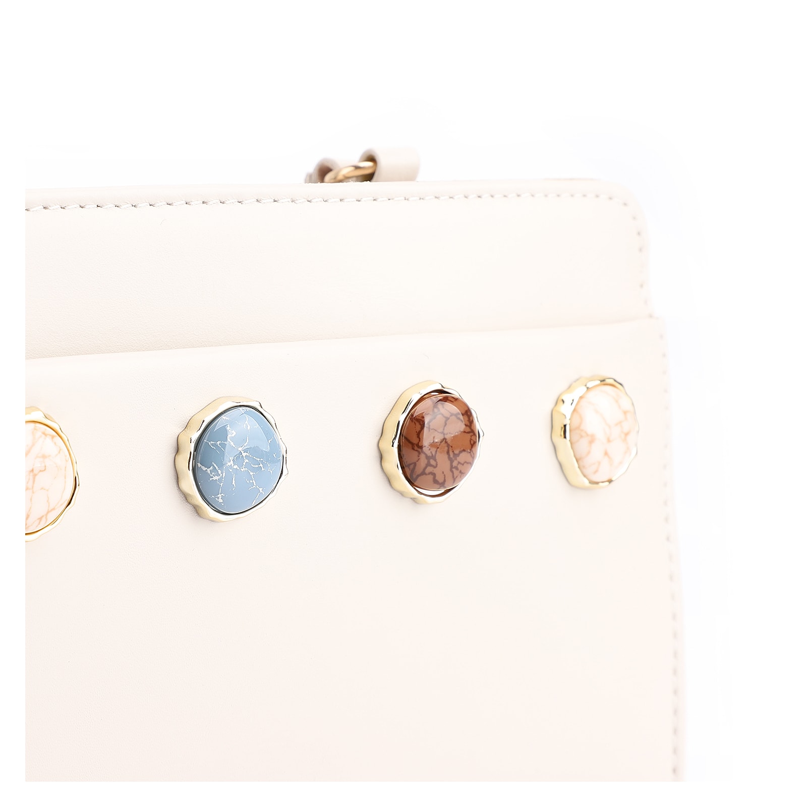 Bolsa Transversal Pedras Couro Off White