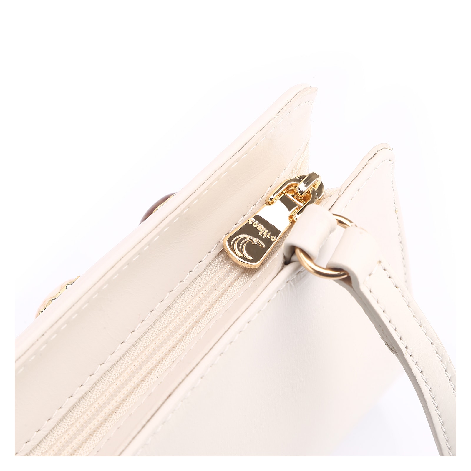 Bolsa Transversal Pedras Couro Off White