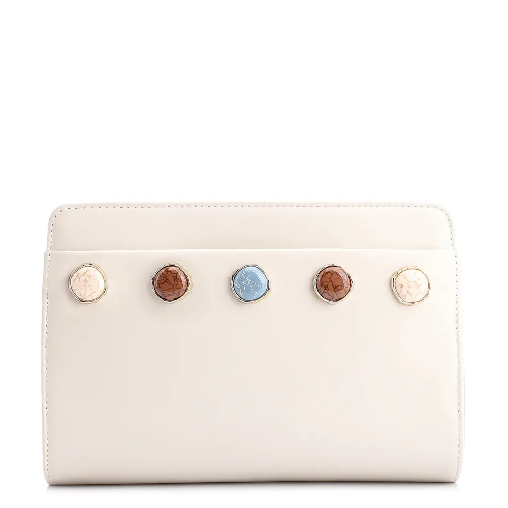 Bolsa Transversal Pedras Couro Off White