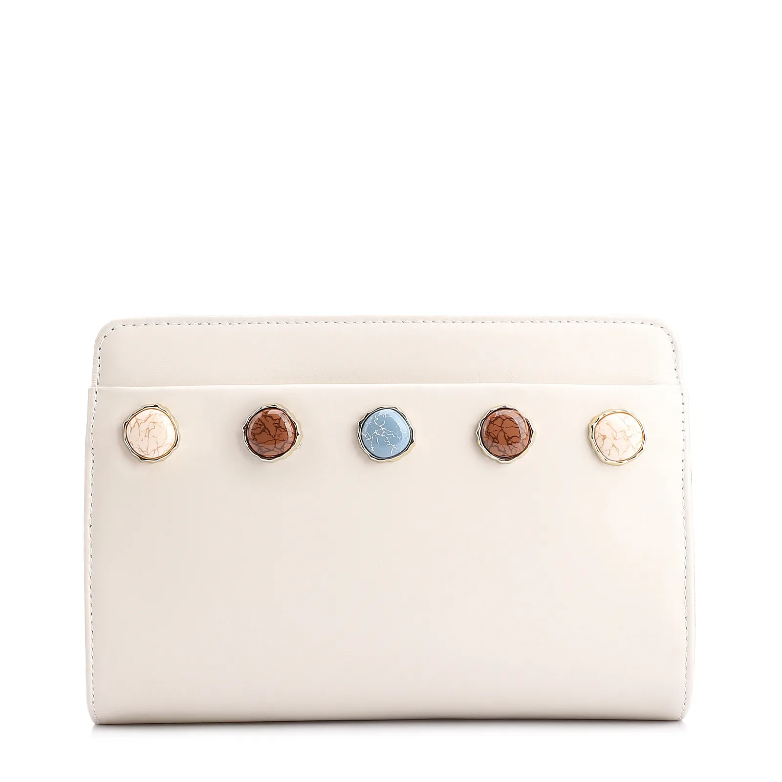 Bolsa Transversal Pedras Couro Off White