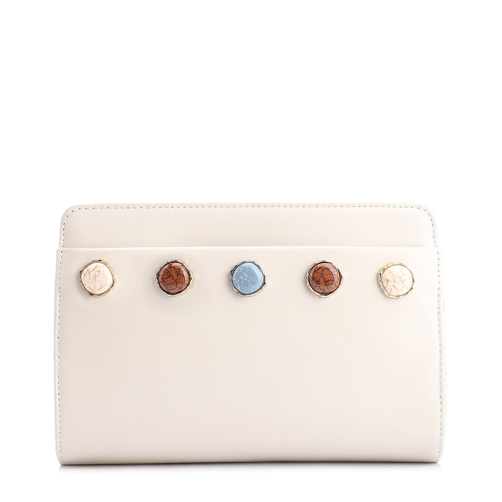 Bolsa Transversal Pedras Couro Off White