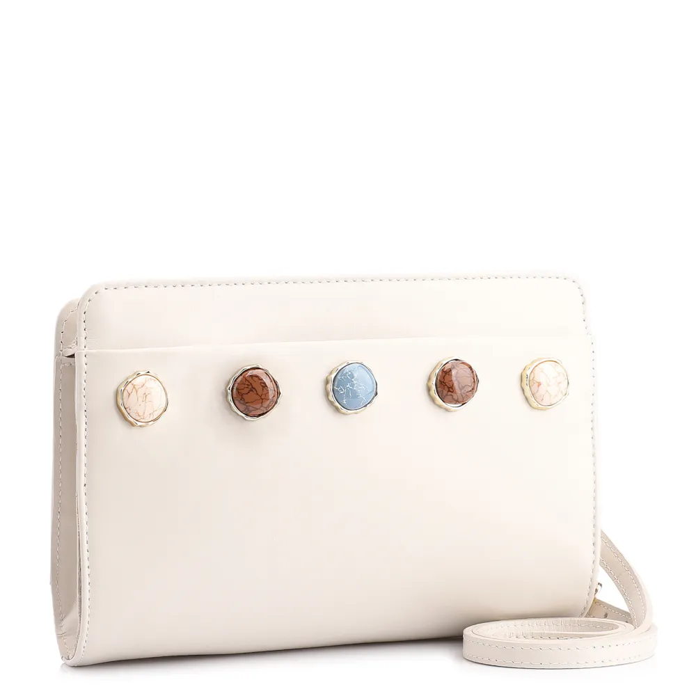 Bolsa Transversal Pedras Couro Off White - imagem 2