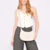 Bolsa Transversal Pedras Couro Off White - imagem 2