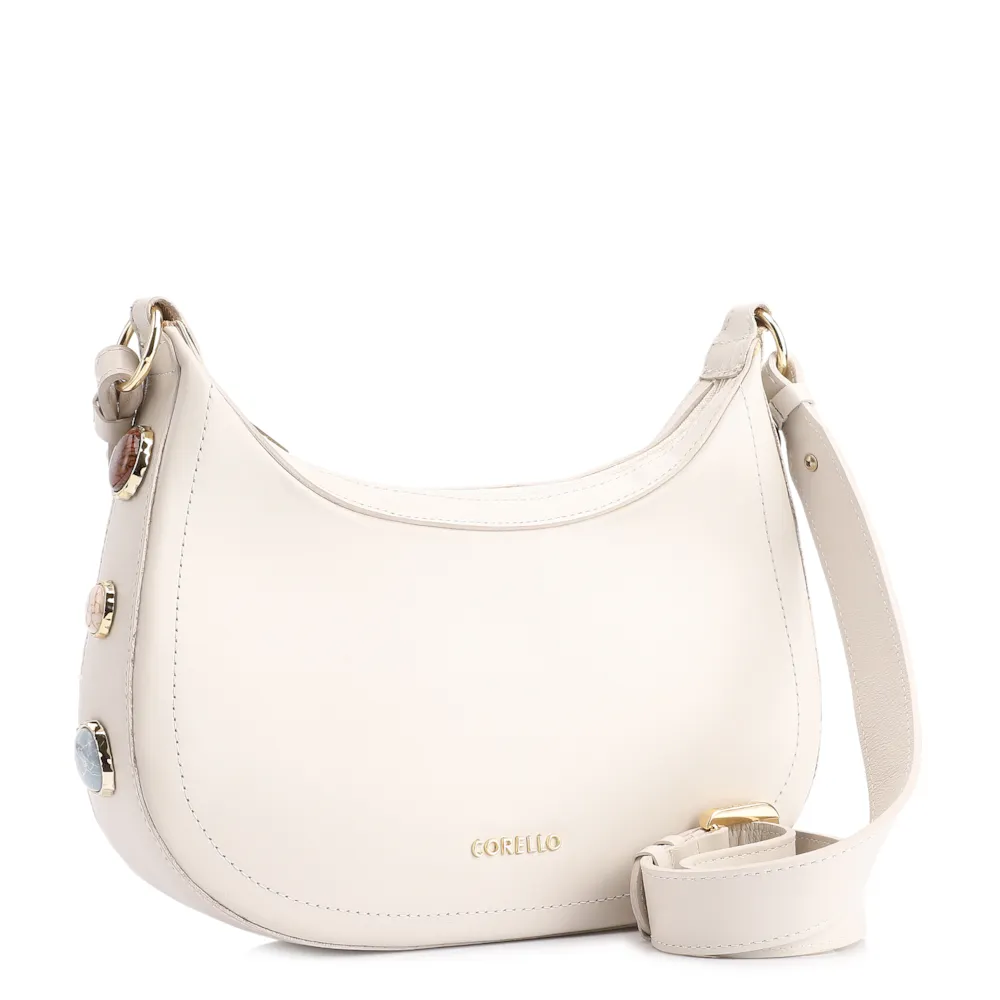 Bolsa Transversal Pedras Couro Off White - imagem 3
