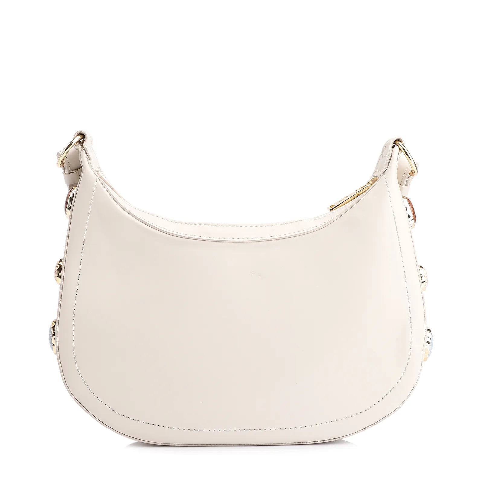 Bolsa Transversal Pedras Couro Off White