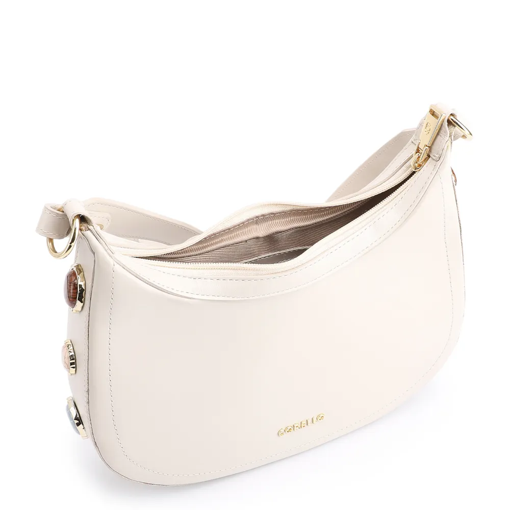 Bolsa Transversal Pedras Couro Off White - imagem 5
