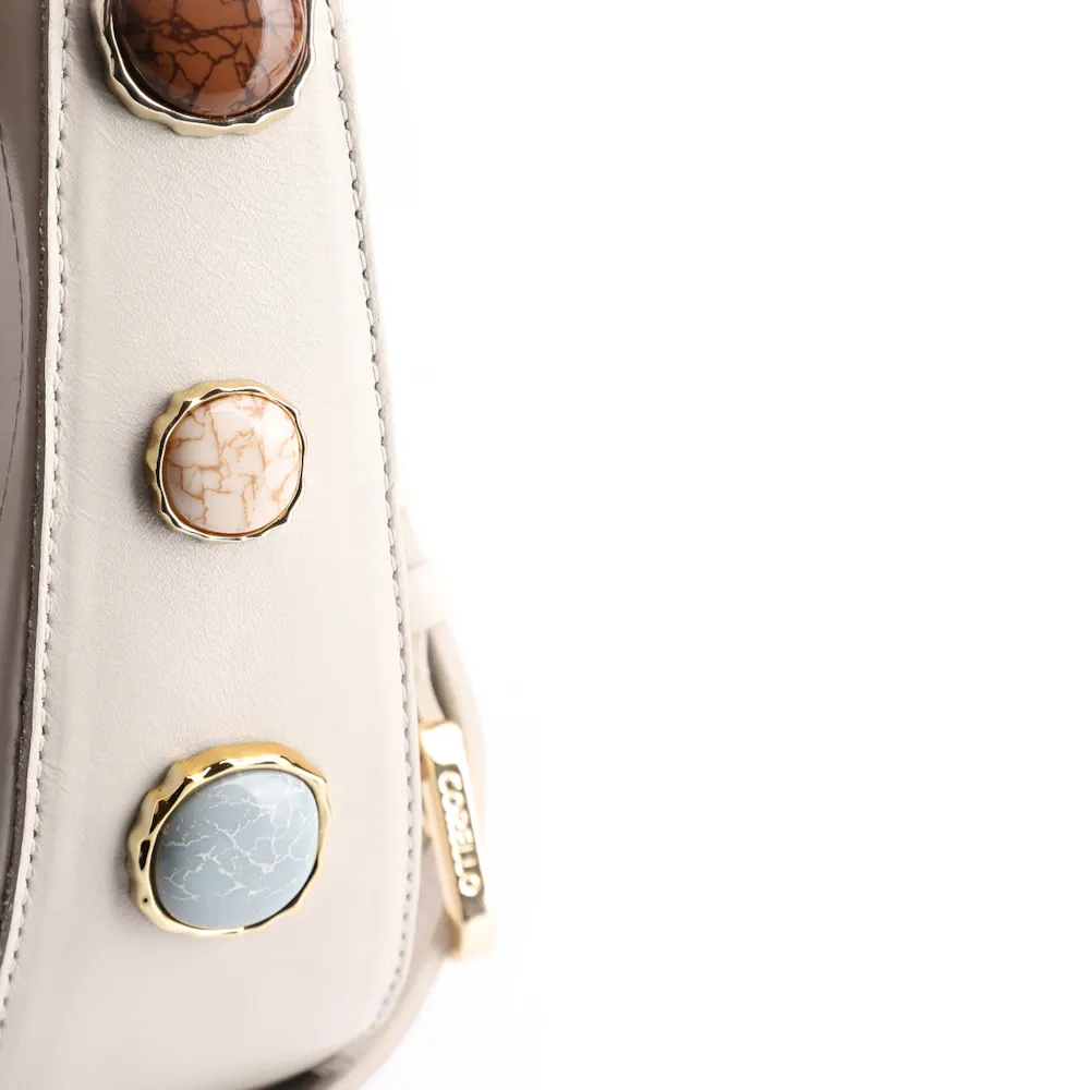 Bolsa Transversal Pedras Couro Off White - imagem 8
