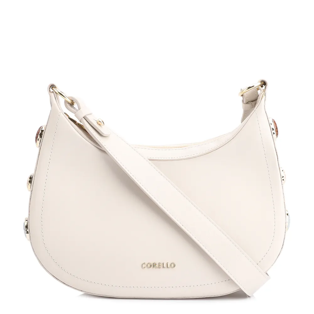 Bolsa Transversal Pedras Couro Off White