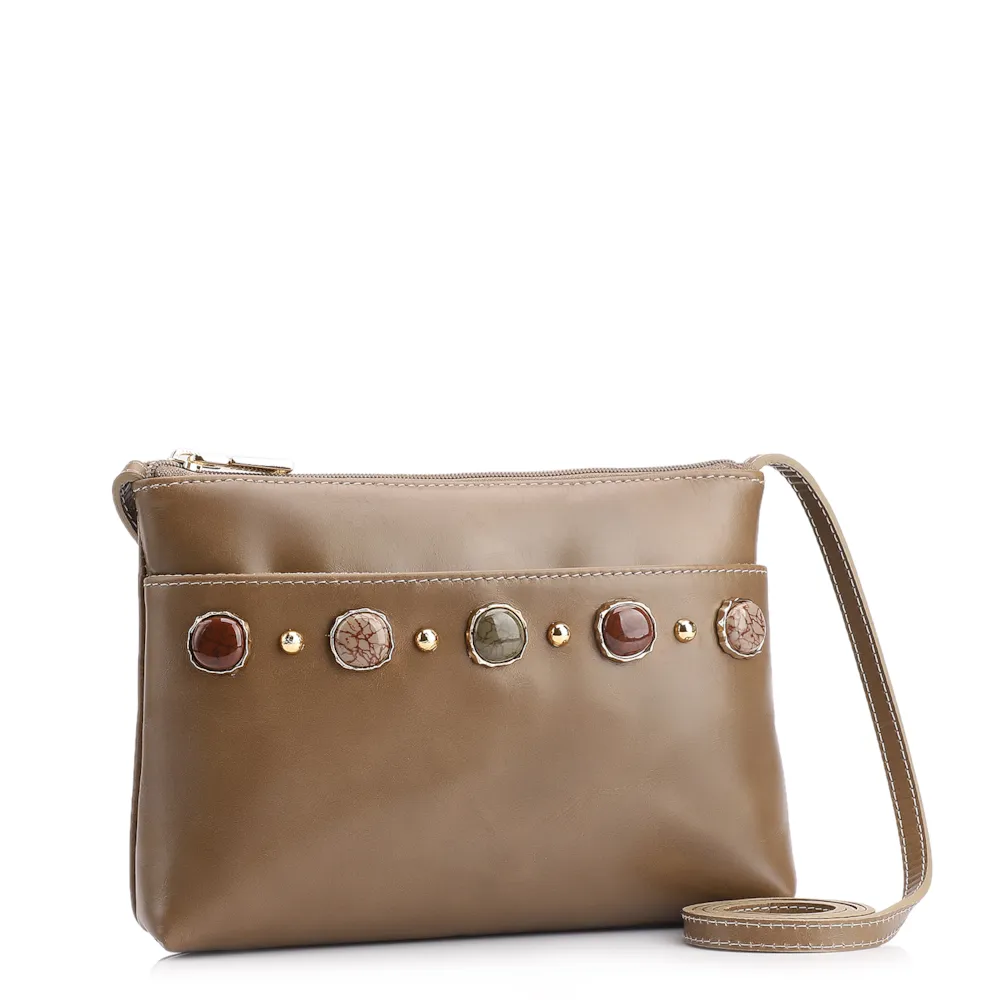 Bolsa Transversal Pedras Couro Verde - imagem 3