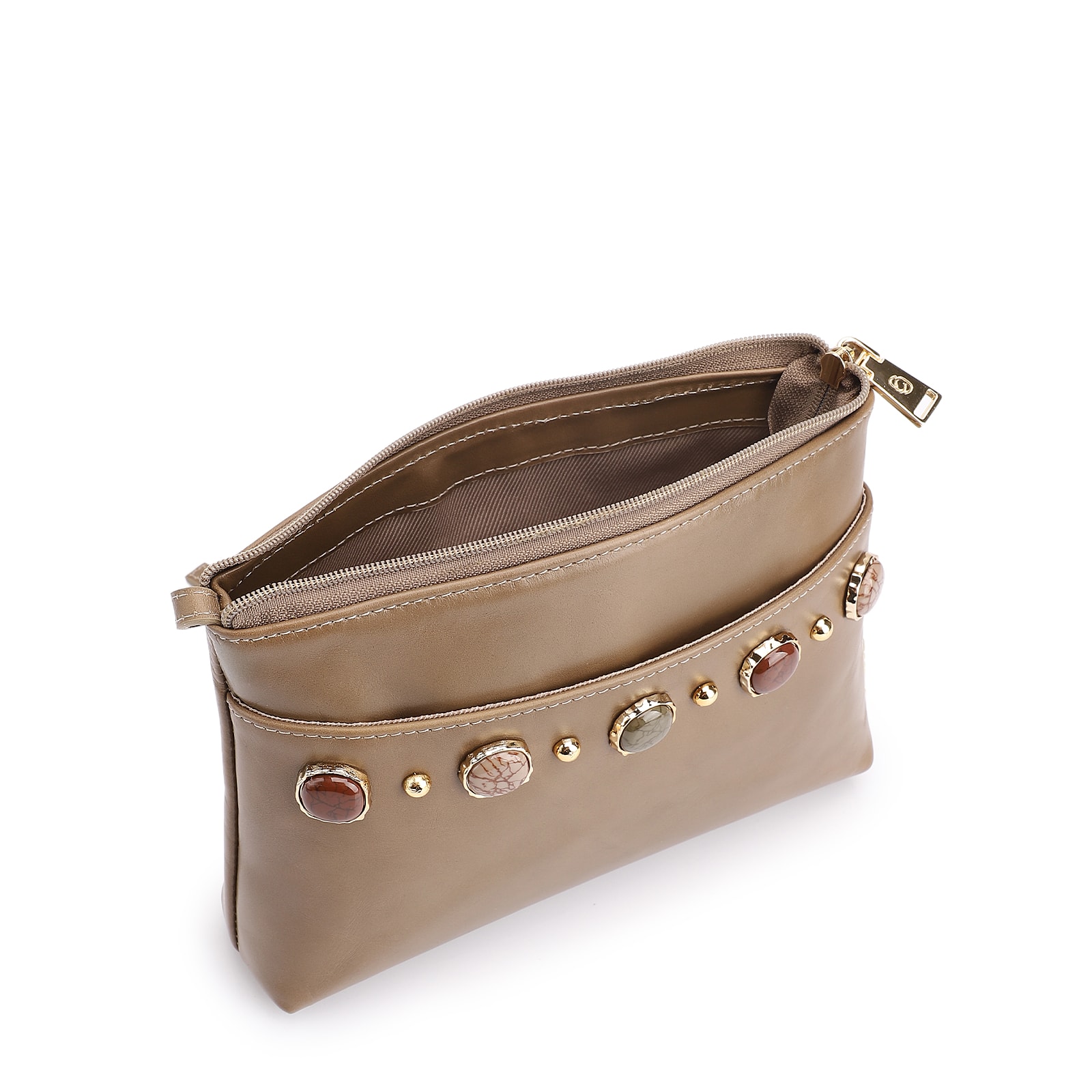 Bolsa Transversal Pedras Couro Verde