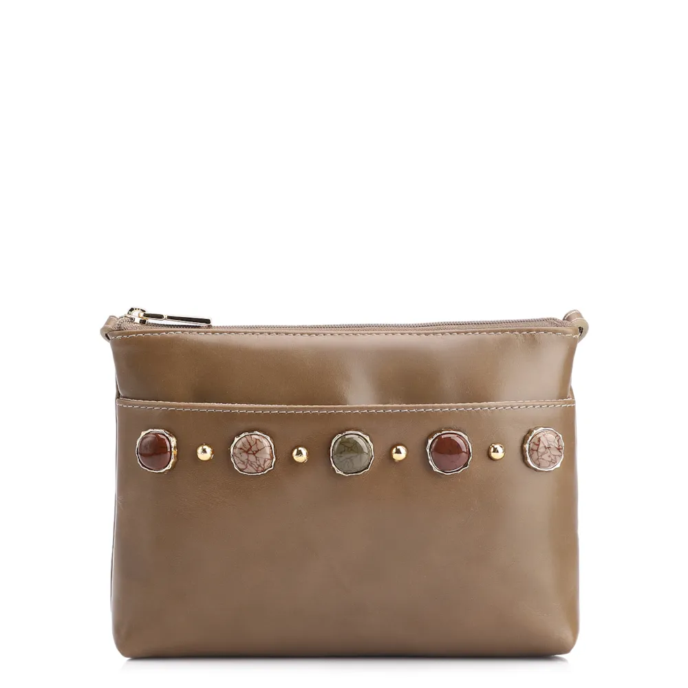 Bolsa Transversal Pedras Couro Verde