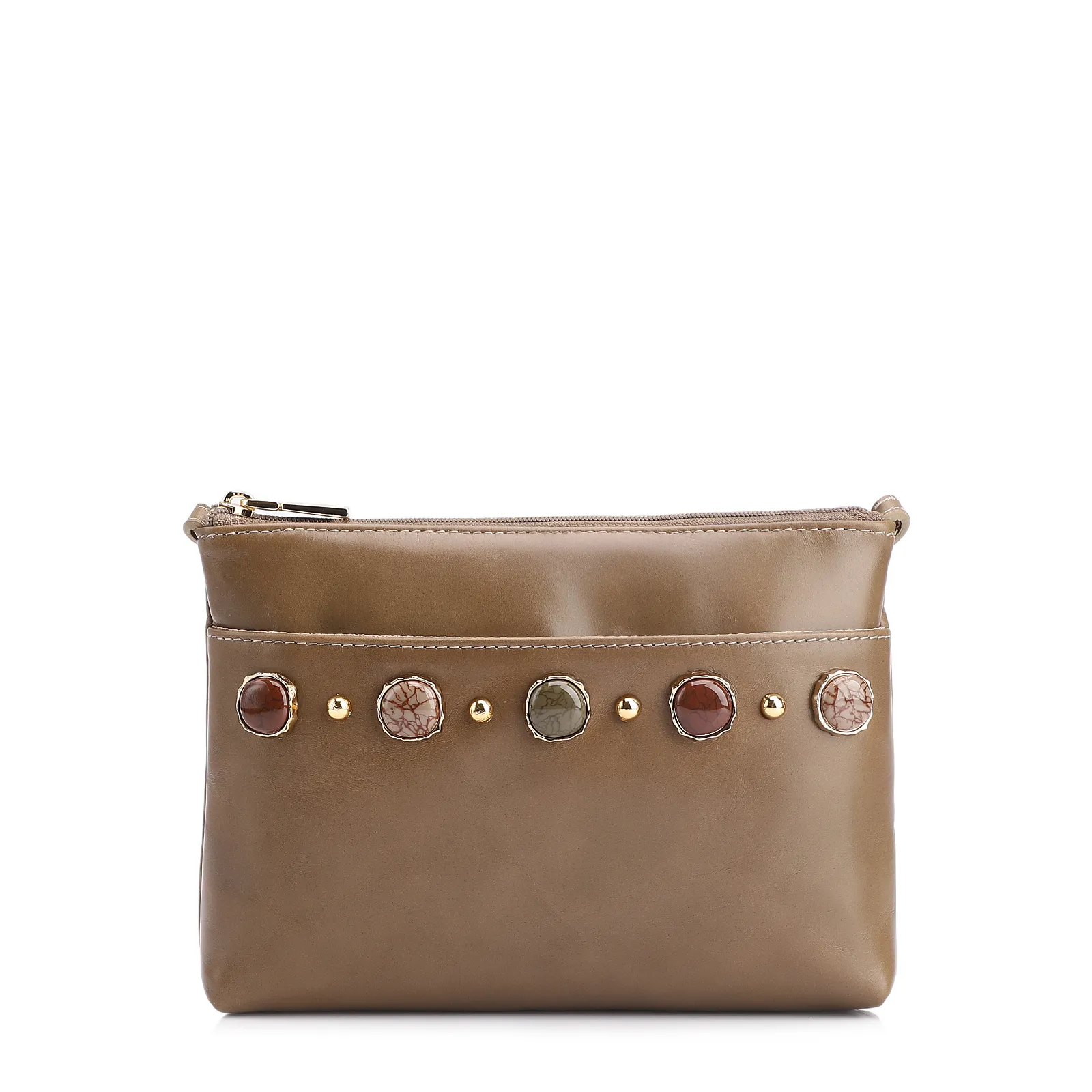Bolsa Transversal Pedras Couro Verde