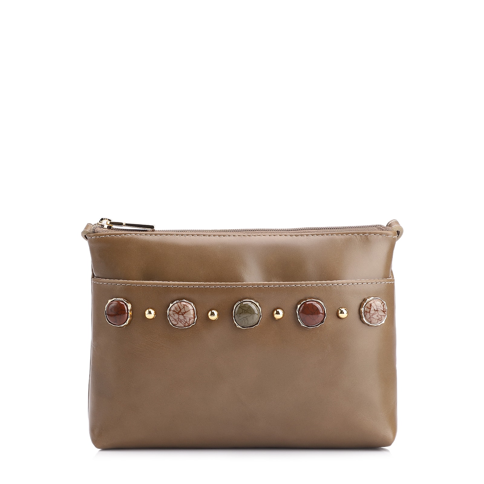 Bolsa Transversal Pedras Couro Verde