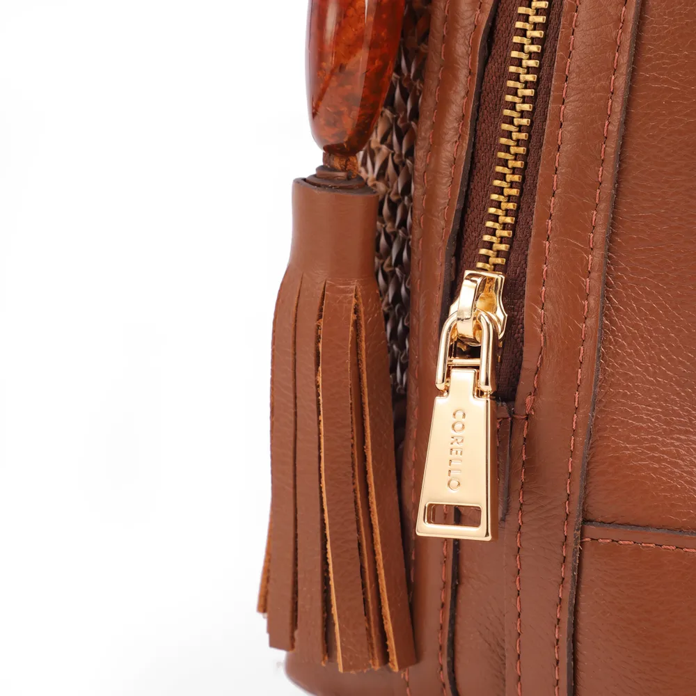 Bolsa Transversal Pequena Alt/Couro Marrom Claro Tramado - imagem 4