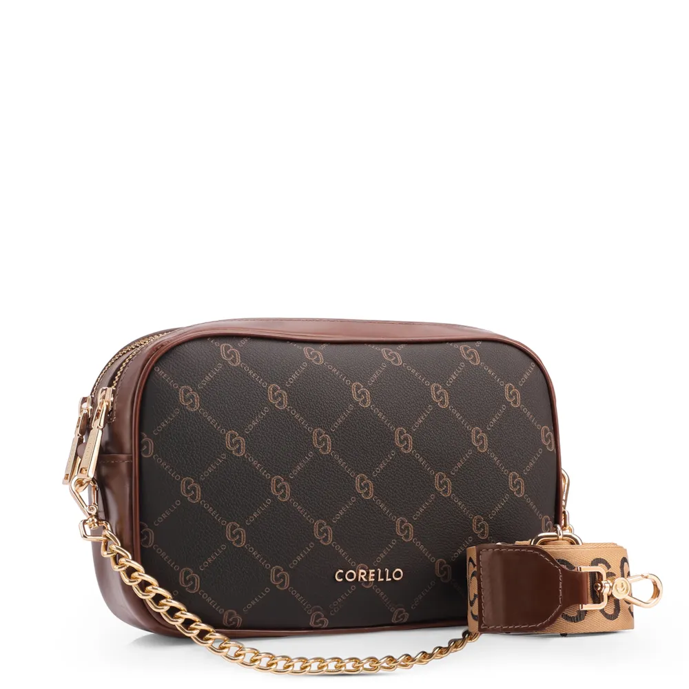Bolsa Transversal Pequena Alt/Couro Marrom Monograma Corrente - imagem 2