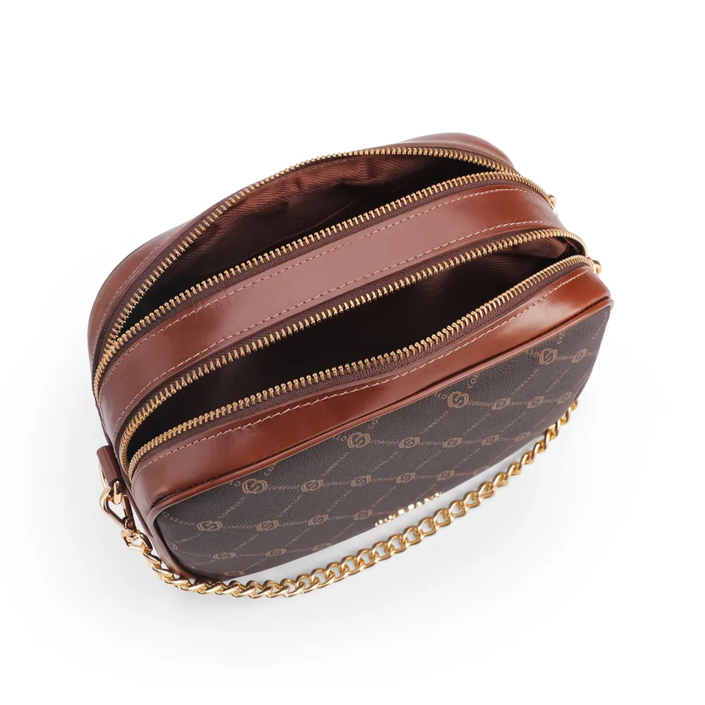 Bolsa Transversal Pequena Alt/Couro Marrom Monograma Corrente - imagem 4