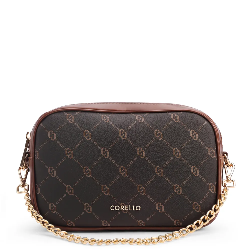 Bolsa Transversal Pequena Alt/Couro Marrom Monograma Corrente - imagem 7