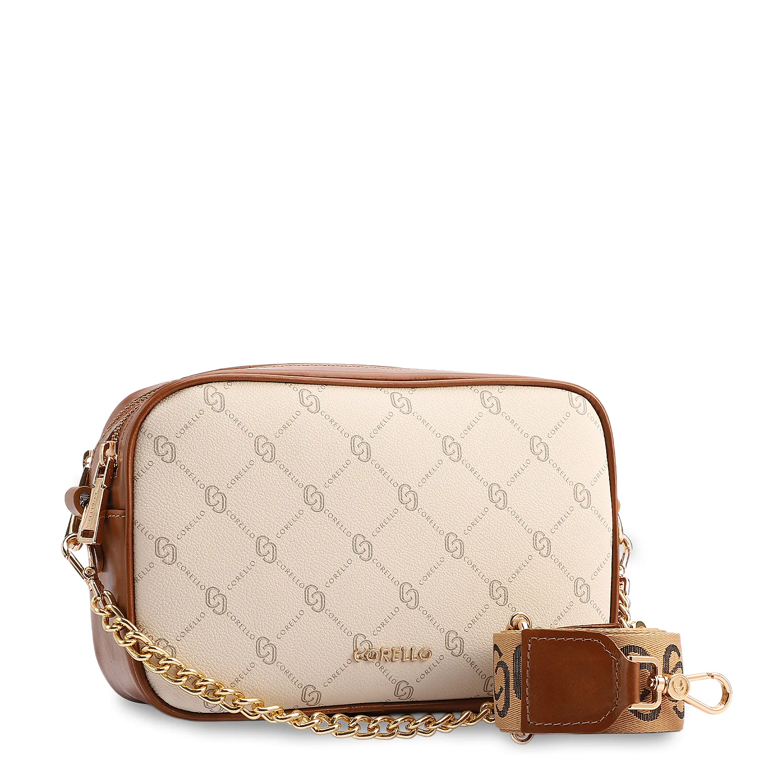 Bolsa Transversal Pequena Alt/Couro Off White Monograma Corrente